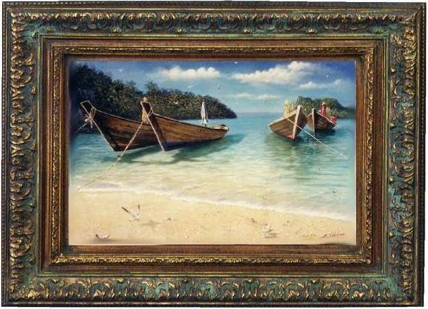 varcas en la playa Oil Canvas Landscaping