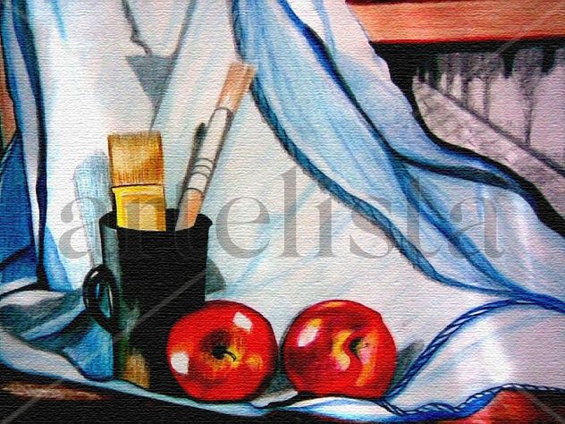 Pinceles y manzanas.