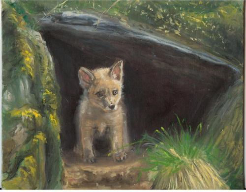 pequeño lobezno Oil Canvas Landscaping