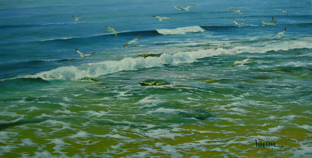 Gaviotas Oil Panel Marine Painting