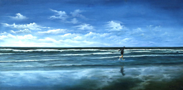 PASEO POR LA PLAYA Oil Canvas Marine Painting