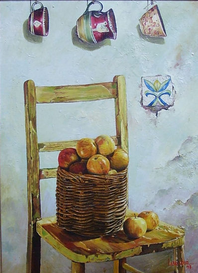 Canasta de Manzanas Óleo Lienzo Bodegones