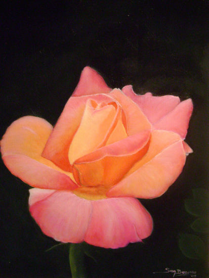 Rosa II Oil Panel Floral Painting