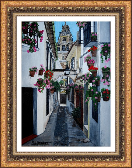 Calleja de las Flores Oil Canvas Floral Painting