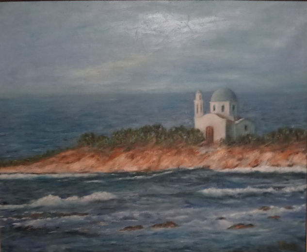 "BRISA MARINA" Paisaje griego Oil Canvas Marine Painting