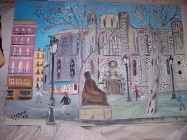 Santa Maria del Pi Barcelona Oil Canvas Landscaping