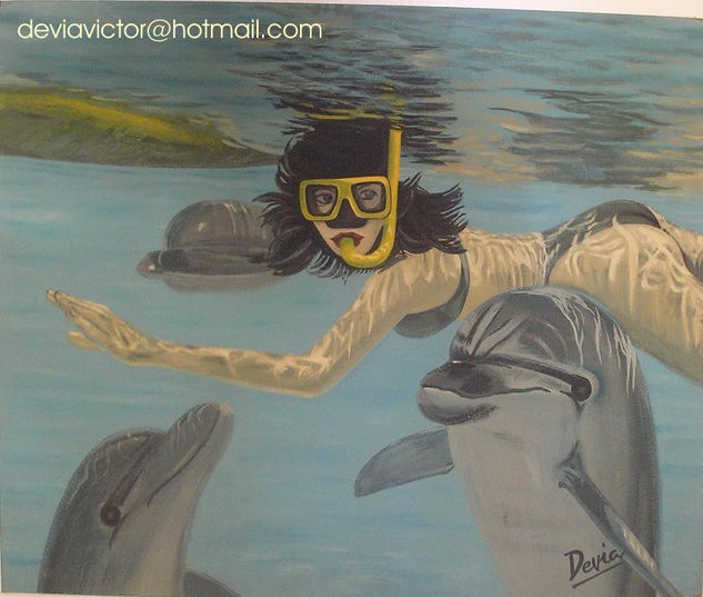 Delfines Others Others Marine Painting