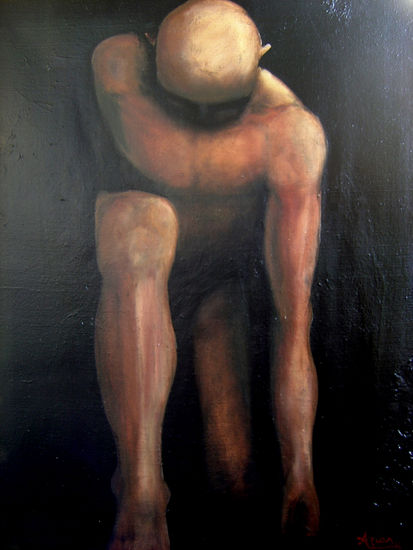 El Luchador Oil Canvas Figure Painting