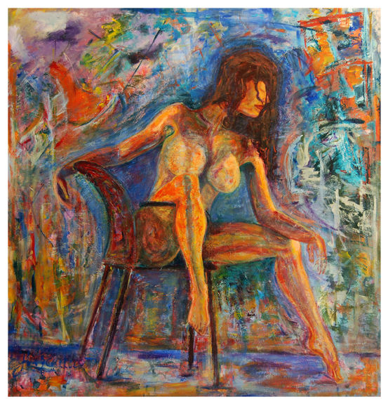 Mujer desnuda en una silla