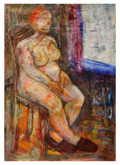 Tomasa sentada en la silla Acrylic Paper Nude Paintings