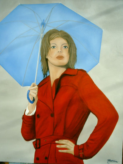 Sota la pluja Oil Canvas Figure Painting