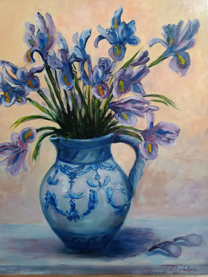 Iris Óleo Lienzo Floral