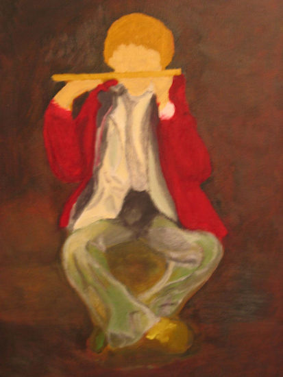 Inacabado Niño con flauta Oil Canvas Figure Painting