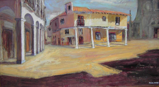 Plaza del Corrillo(Dueñas) Óleo Tabla Paisaje