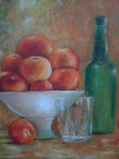 Manzanas en copón Oil Canvas Still Life Paintings