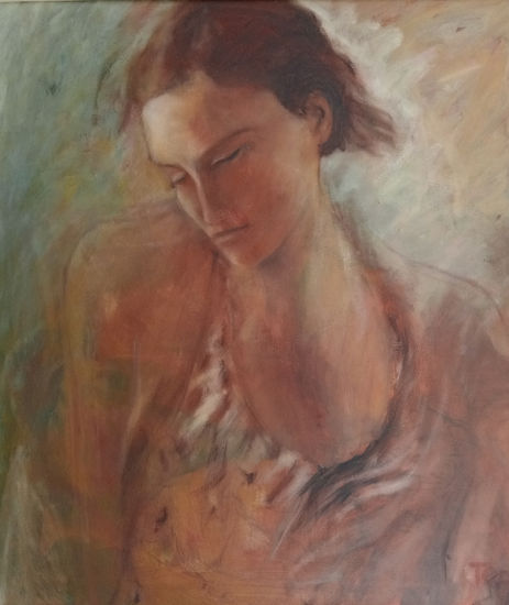 Mujer en beige Óleo Lienzo Retrato