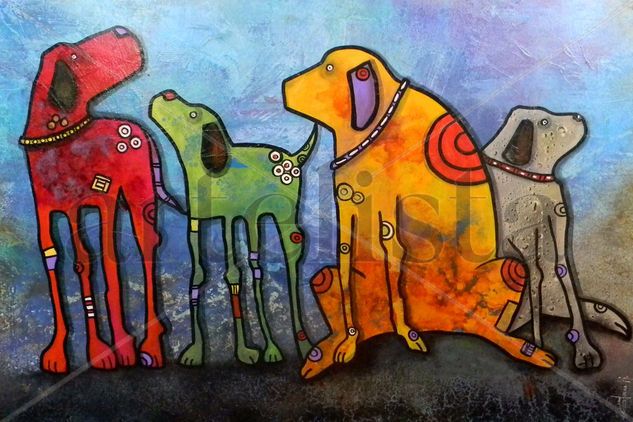 perros Mixed media Canvas Animals