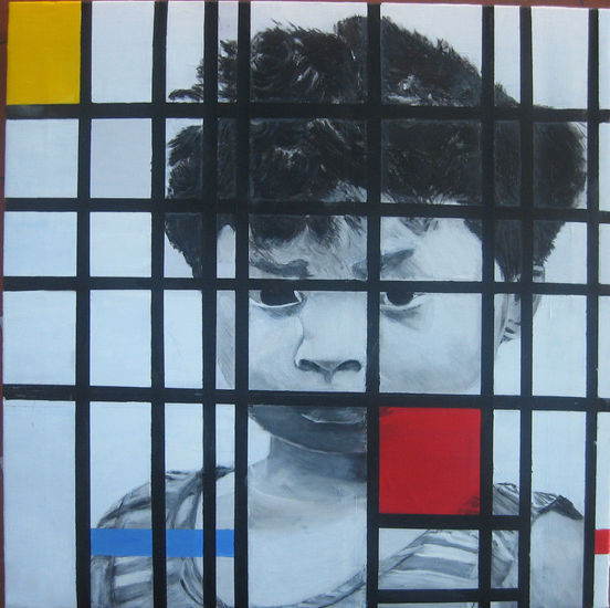 Homenaje a Mondrian Oil Canvas Figure Painting