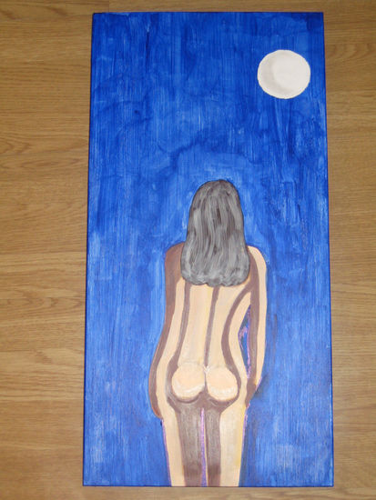 Mujer y la luna Acrylic Canvas Landscaping