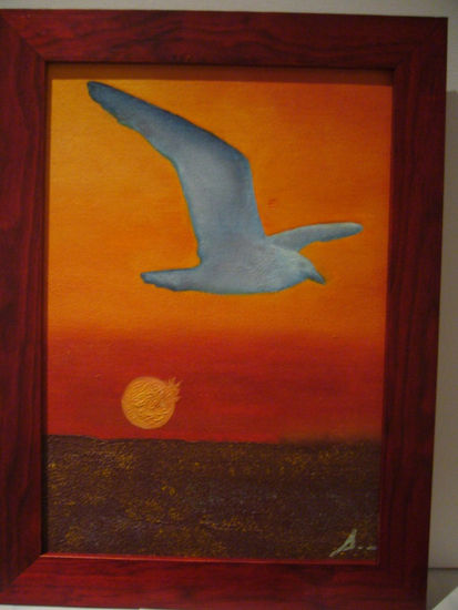 vuelo en el ocaso Oil Canvas Landscaping