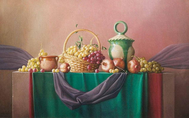 Verde y morado Oil Canvas Still Life Paintings