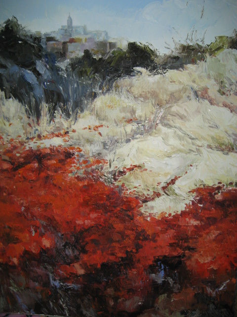 paisaje con amapolas