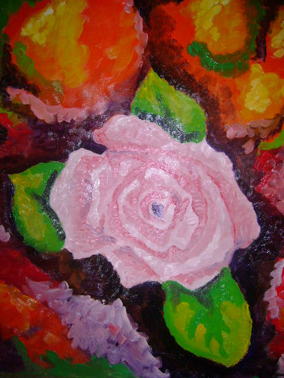 rosa Oil Panel Floral Painting