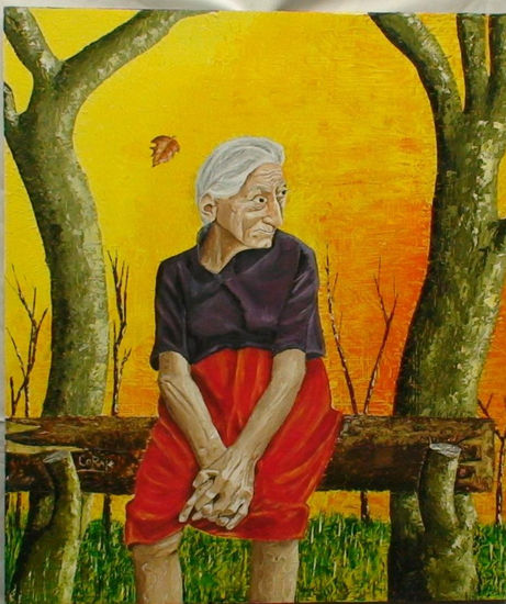 EL ATARDECER DE LA ROSA Oil Panel Portrait