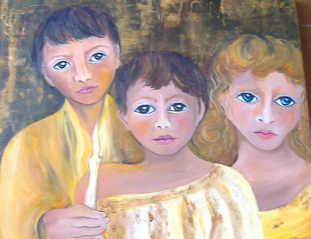 tres niños.jpg Óleo Lienzo Figura