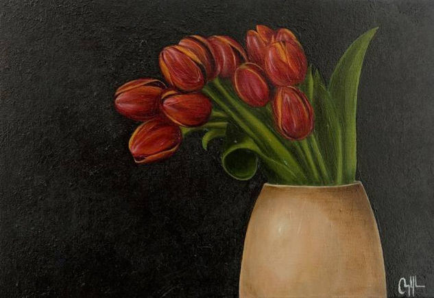 tulipan cautivo Oil Canvas Floral Painting