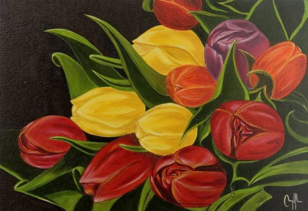 tulipan en ramo Oil Canvas Others