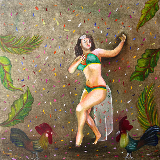 Tongolele en el Palenque Oil Canvas Portrait