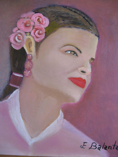 Mujer de Mèxico Oil Panel Portrait