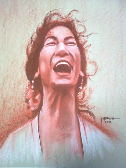 Flamenco---La Tia Encarna Pastel Papel Retrato