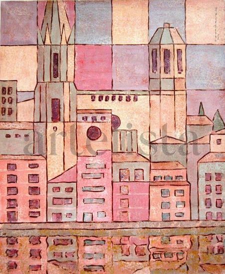 Girona catedral i Onyar Acrylic Canvas Landscaping