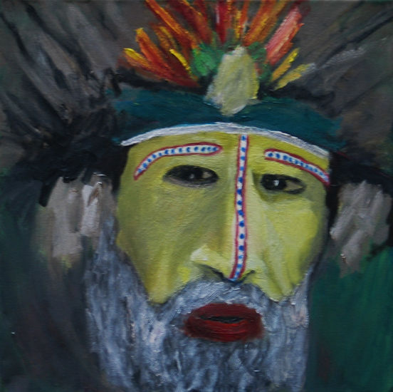 Retrato aborigen 6. Oil Canvas Portrait