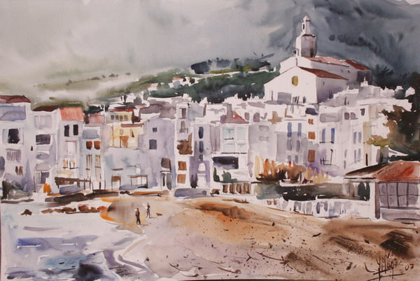 Cadaques, Gerona Acuarela Papel Paisaje