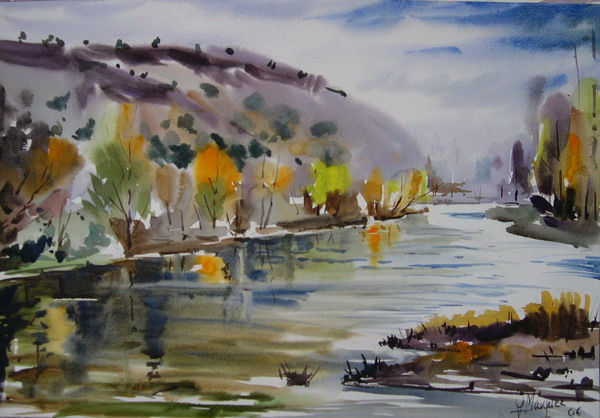 Rio Duero ... rio Duero Acuarela Papel Paisaje