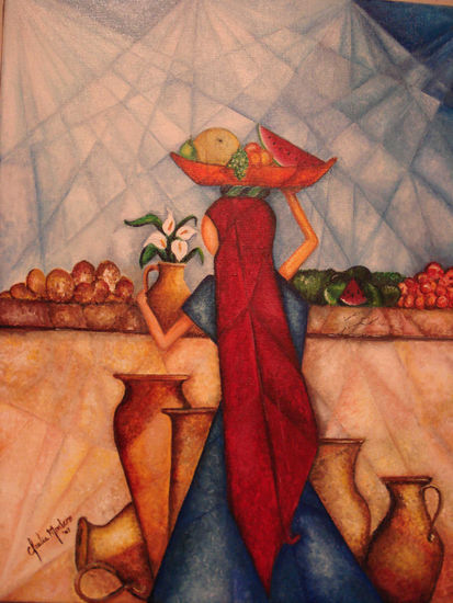 vendedora de fruta Acrylic Canvas Figure Painting