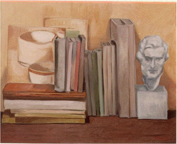 Wagner entre libros Oil Canvas