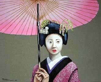 geisha Acrylic Canvas Figure Painting