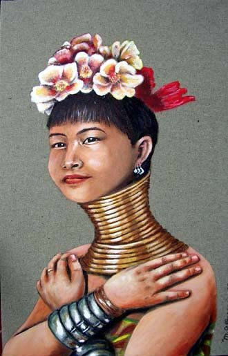 mujer jirafa Acrylic Canvas Figure Painting