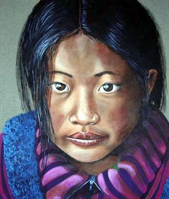 nepali Acrylic Canvas Figure Painting