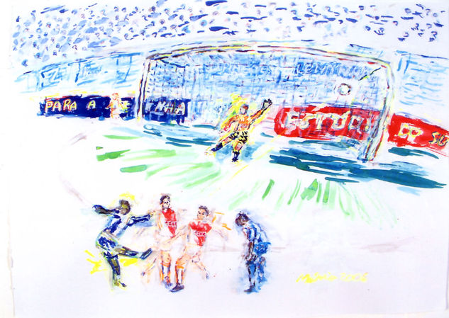 Golo de Carlos Alberto Gouache Paper Sports