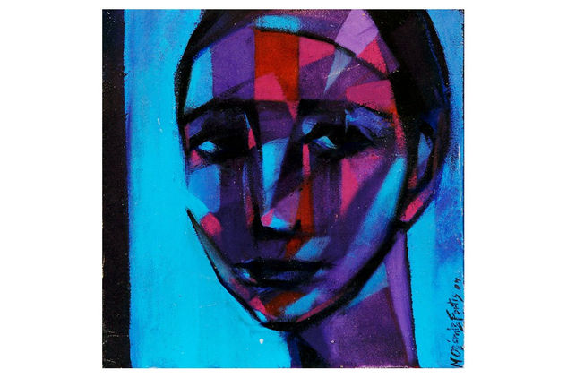 Rostro azul Mixed media Canvas Figure Painting