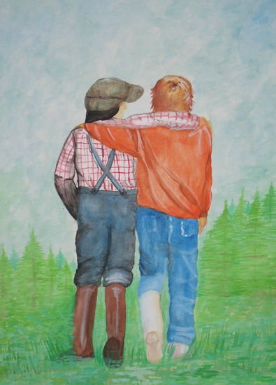 amigos Watercolour Card Figure Painting