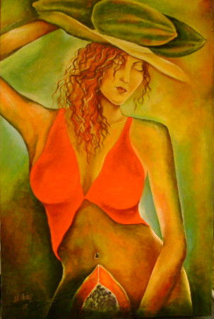 la reina de la papaya Acrylic Canvas Figure Painting