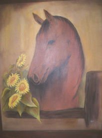 Caballo y girasoles