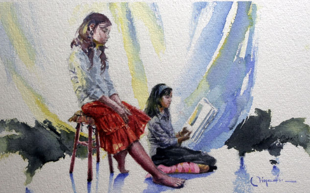 Lectura Watercolour Paper Figure Painting