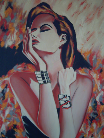 mujer con pulseras Oil Canvas Portrait